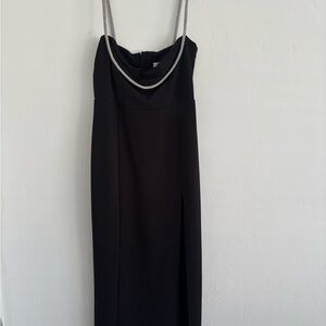 Showpo Black Strapless Dress with Silver Accents